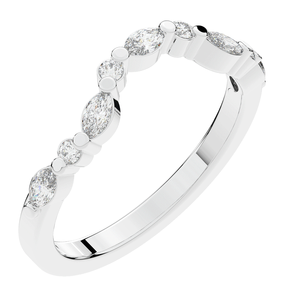 0.30CT.TW ROUND AND MARQUISE CONTOUR WEDDING BAND - Nazarelle