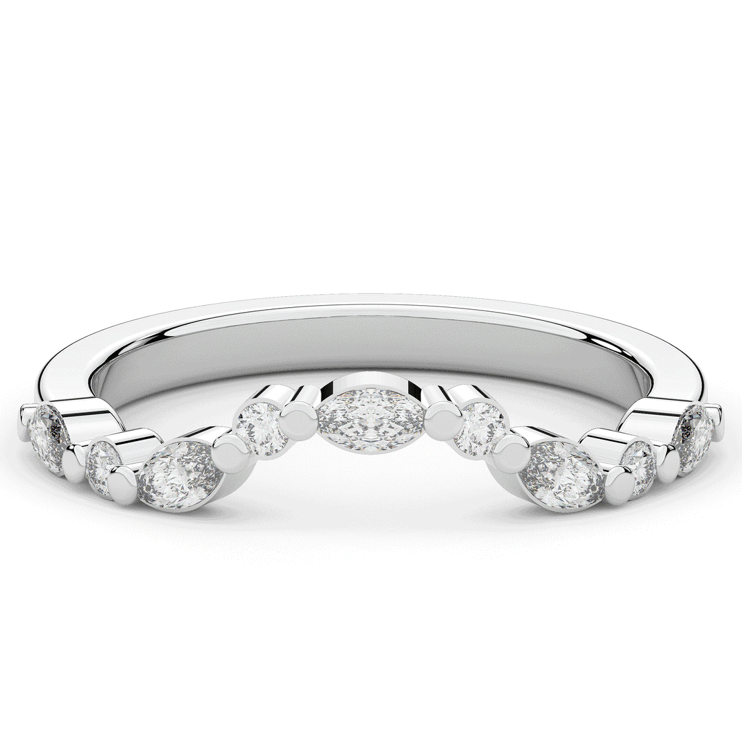 0.30CT.TW ROUND AND MARQUISE CONTOUR WEDDING BAND - Nazarelle