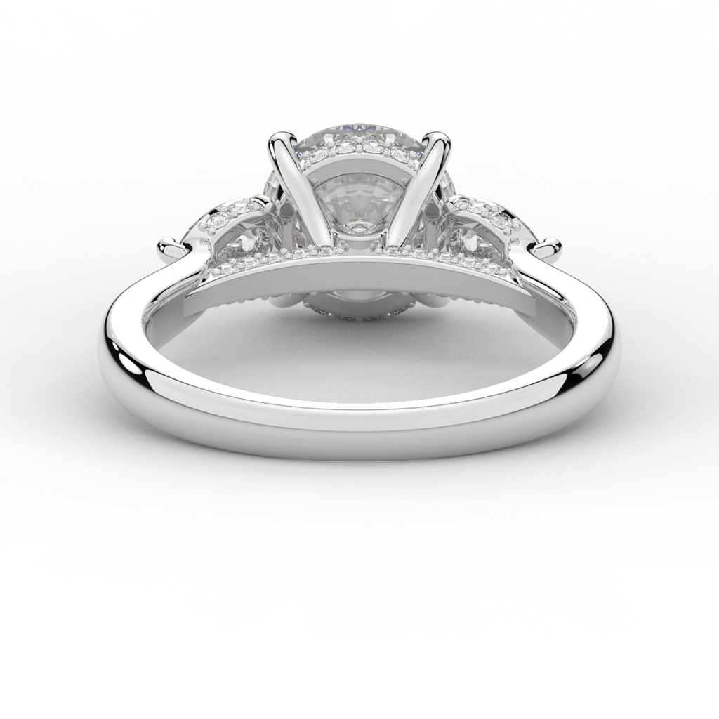 2.40CT.TW ROUND LAB DIAMOND 3 STONE ENGAGEMENT RING - Nazarelle