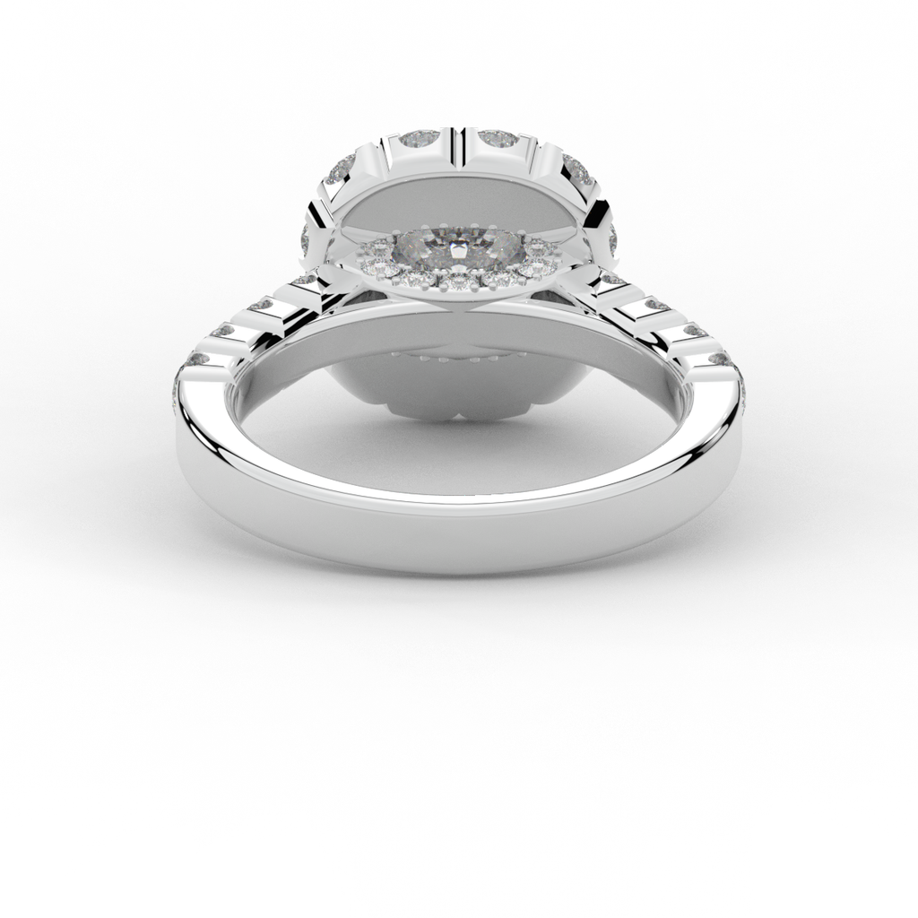 3.45CT.TW CUSHION LAB DIAMOND HALO ENGAGEMENT RING - Nazarelle