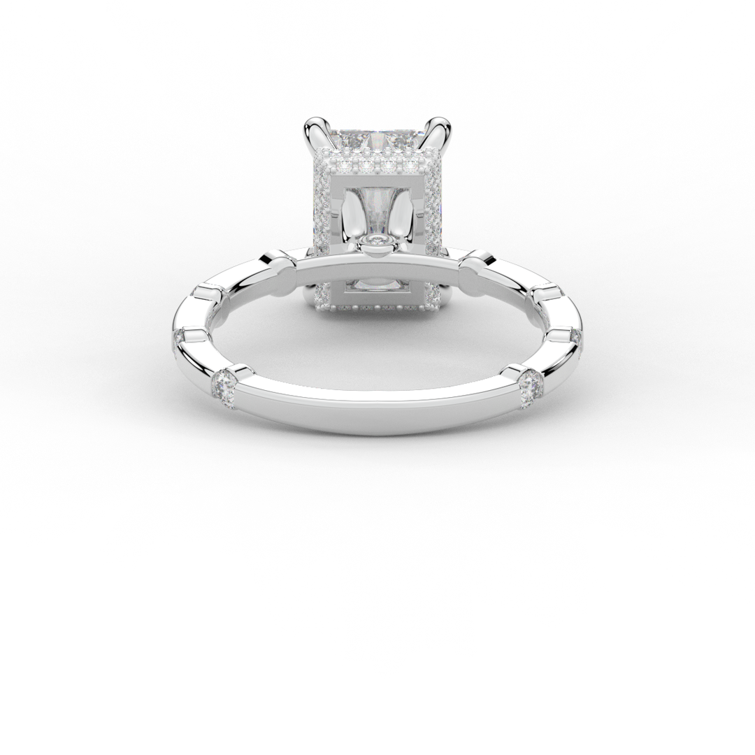 2.60CT.TW RADIANT LAB DIAMOND UNDERHALO SOLITAIRE ENGAGEMENT RING - Nazarelle