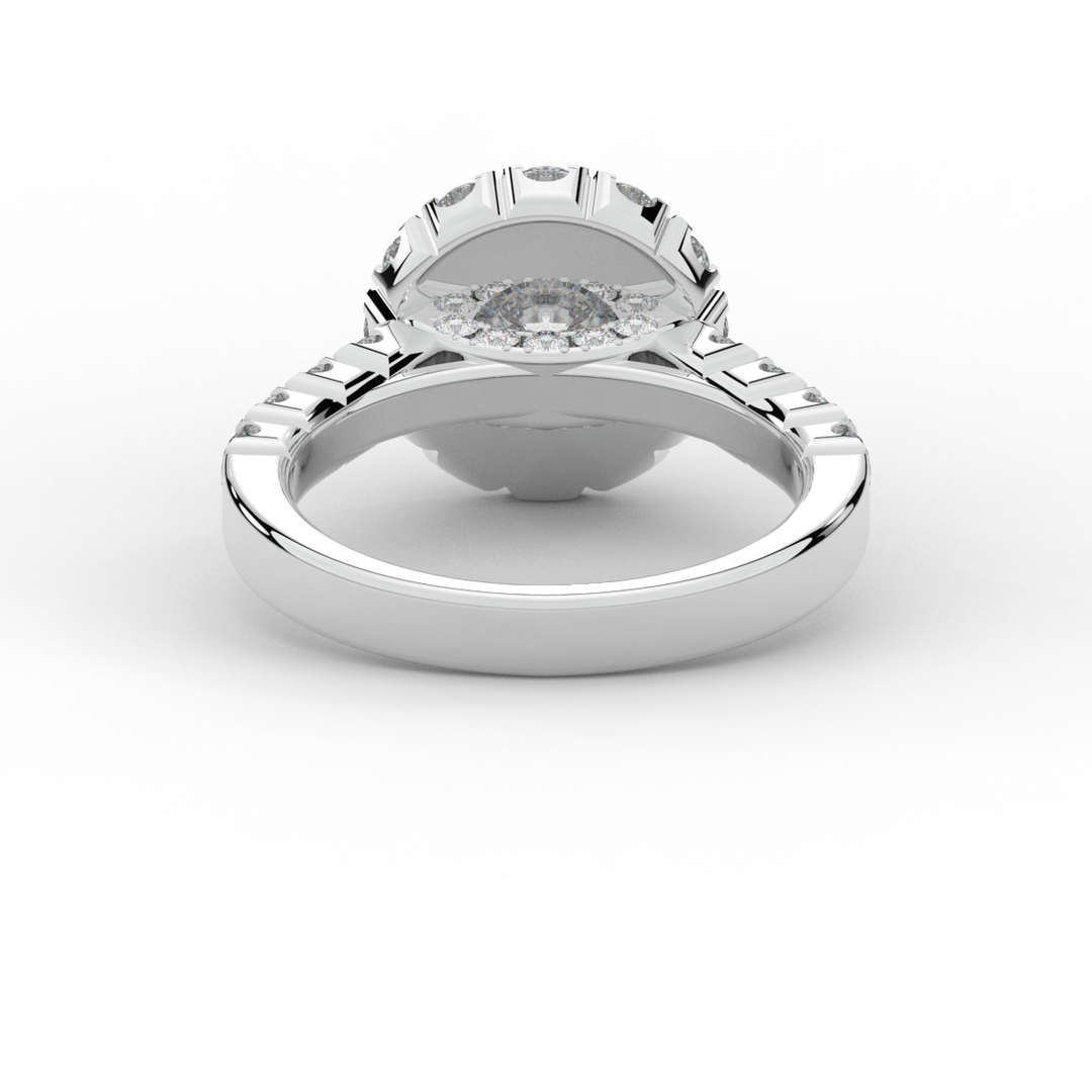 3.50CT.TW ROUND LAB DIAMOND HALO ENGAGEMENT RING - Nazarelle