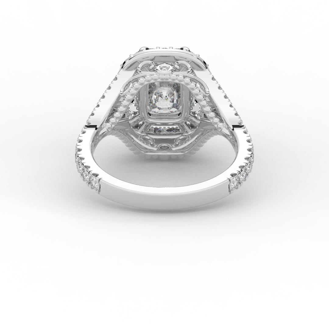 2.50CT.TW CUSHION LAB DIAMOND HALO ENGAGEMENT RING - Nazarelle