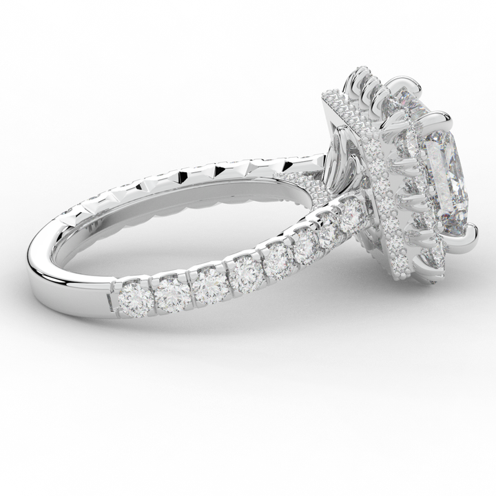 4.50CT.TW PRINCESS LAB DIAMOND HALO ENGAGEMENT RING - Nazarelle