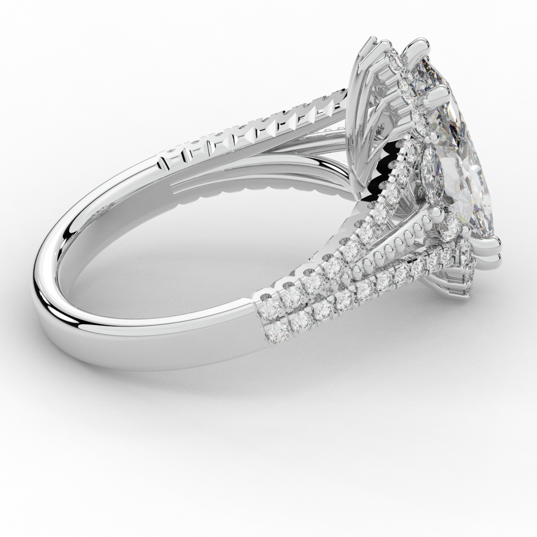 2.70CT.TW MARQUISE LAB DIAMOND HALO ENGAGEMENT RING - Nazarelle