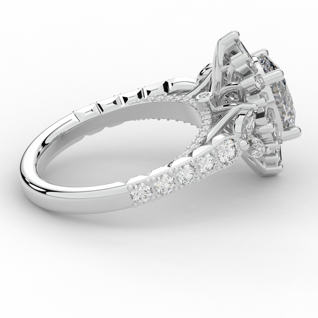 3.10CT.TW OVAL LAB DIAMOND HALO ENGAGEMENT RING - Nazarelle