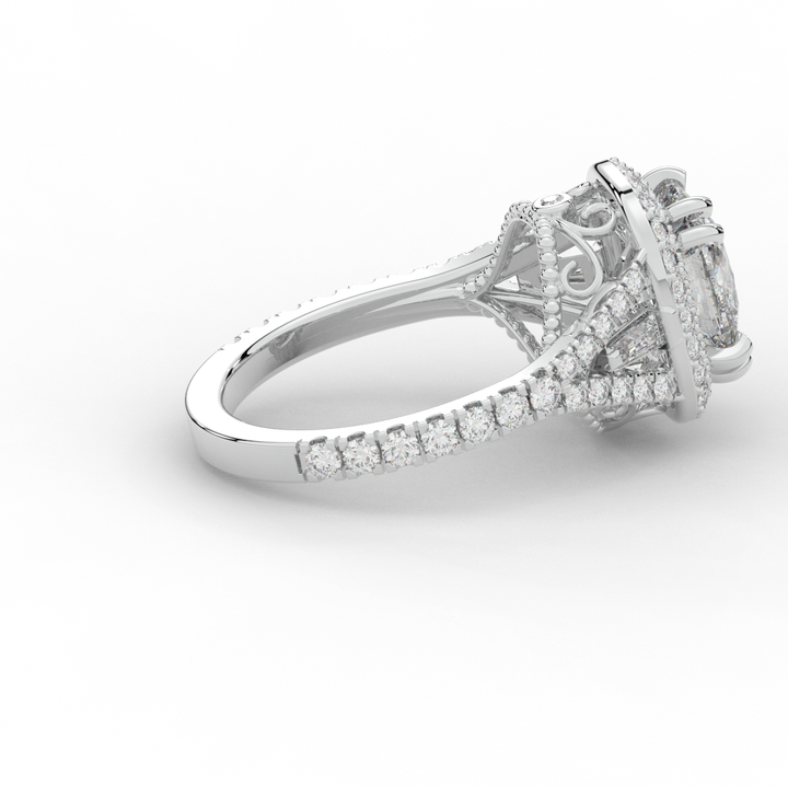 2.50CT.TW CUSHION LAB DIAMOND HALO ENGAGEMENT RING - Nazarelle