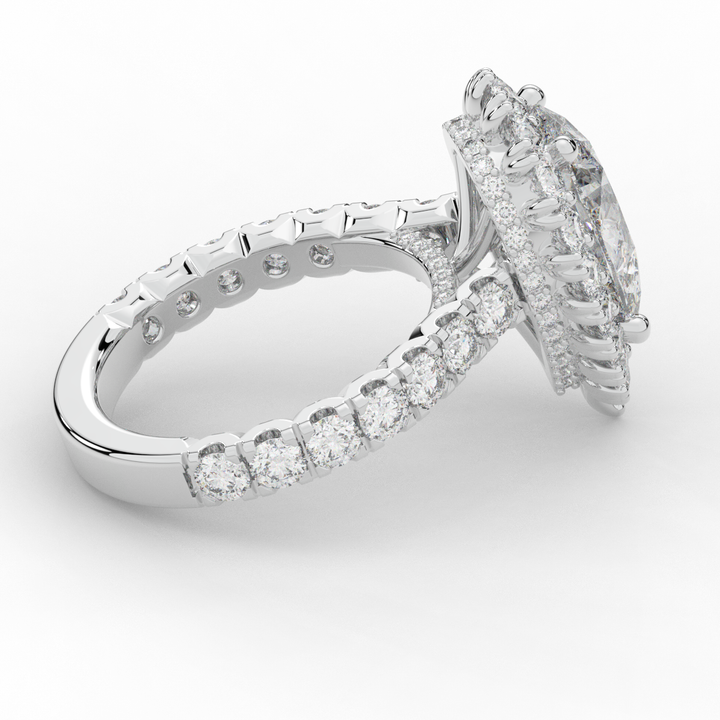 4.90CT.TW PEAR LAB DIAMOND HALO ENGAGEMENT RING - Nazarelle