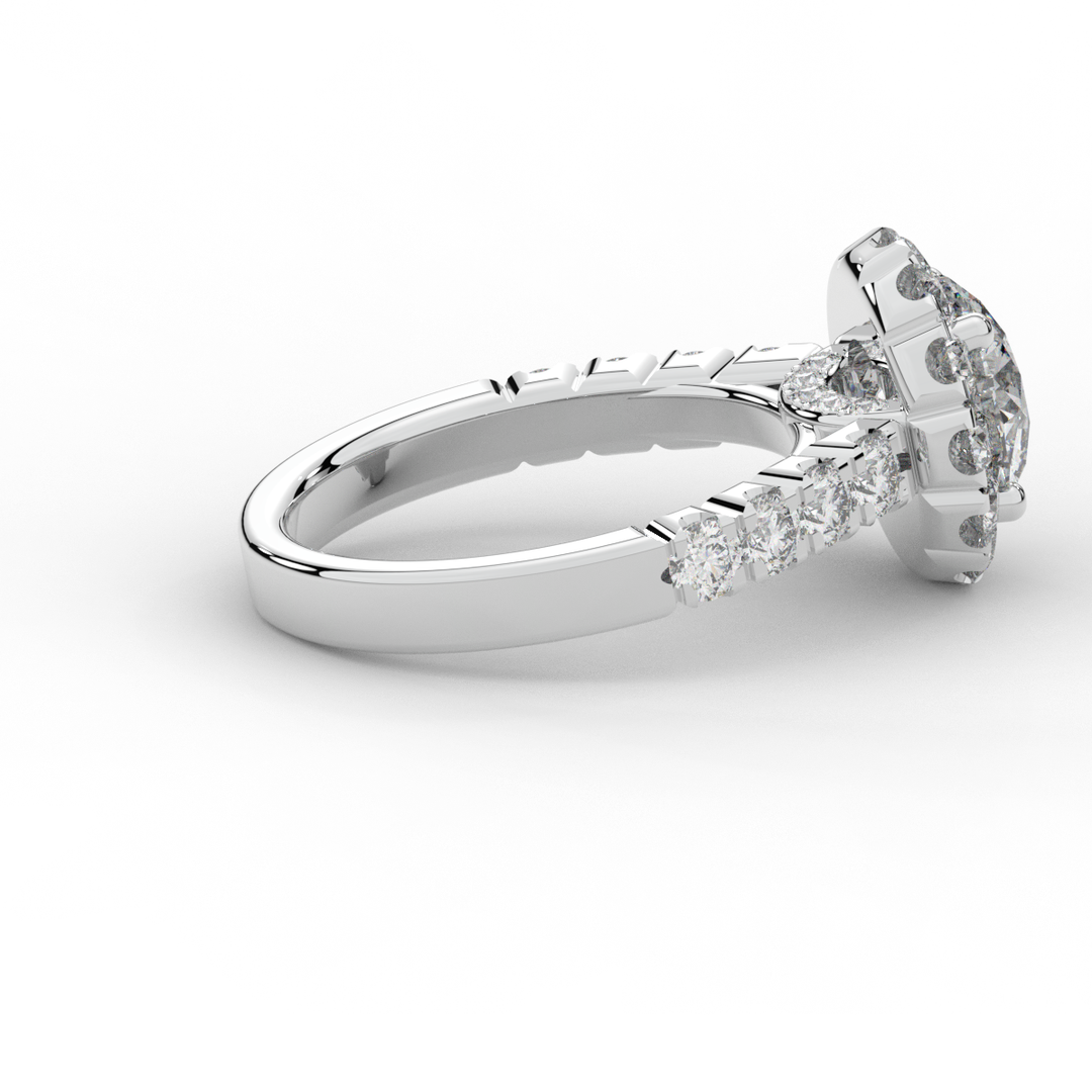 3.50CT.TW ROUND LAB DIAMOND HALO ENGAGEMENT RING - Nazarelle