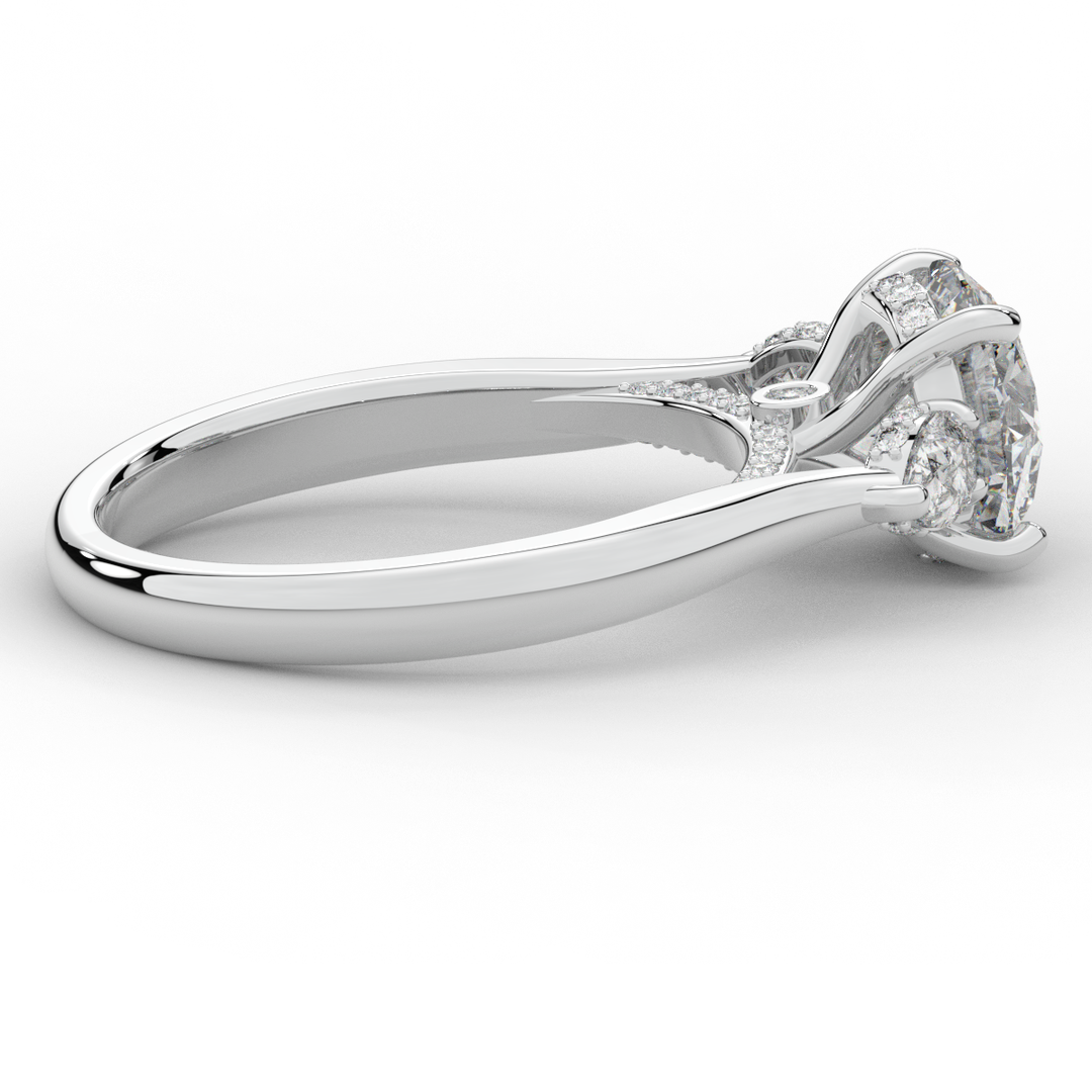 2.40CT.TW ROUND LAB DIAMOND 3 STONE ENGAGEMENT RING - Nazarelle