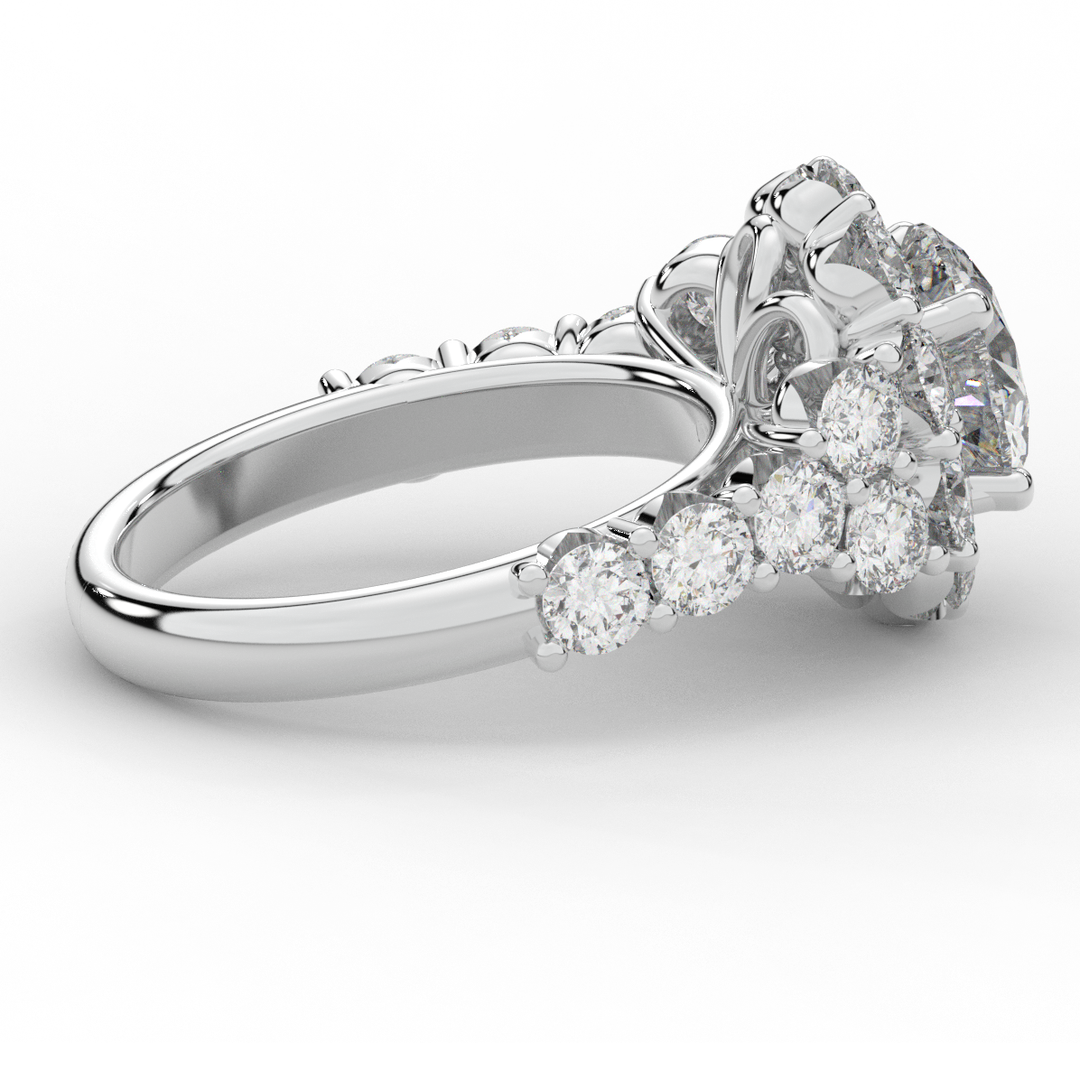 4.75CT.TW ROUND LAB DIAMOND HALO ENGAGEMENT RING - Nazarelle