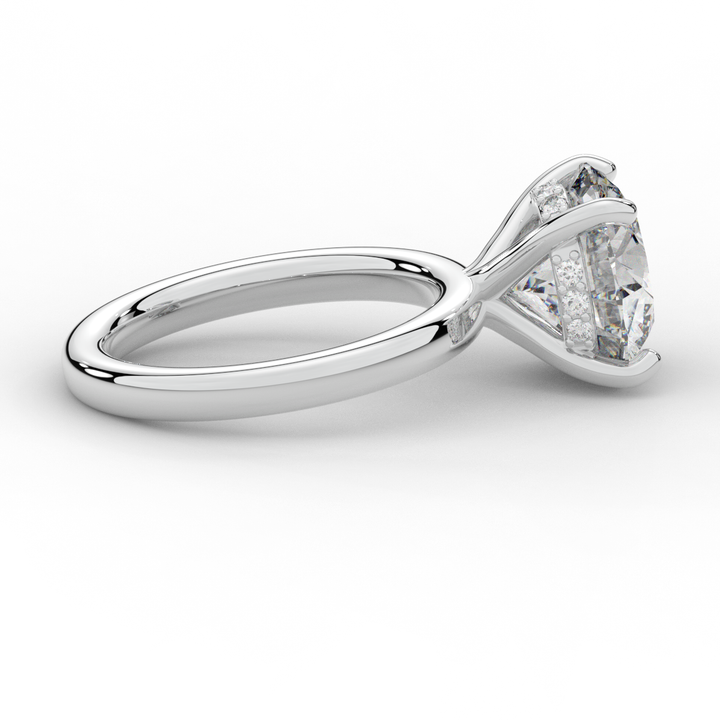 3.05CT.TW ROUND LAB DIAMOND UNDERHALO ENGAGEMENT RING - Nazarelle