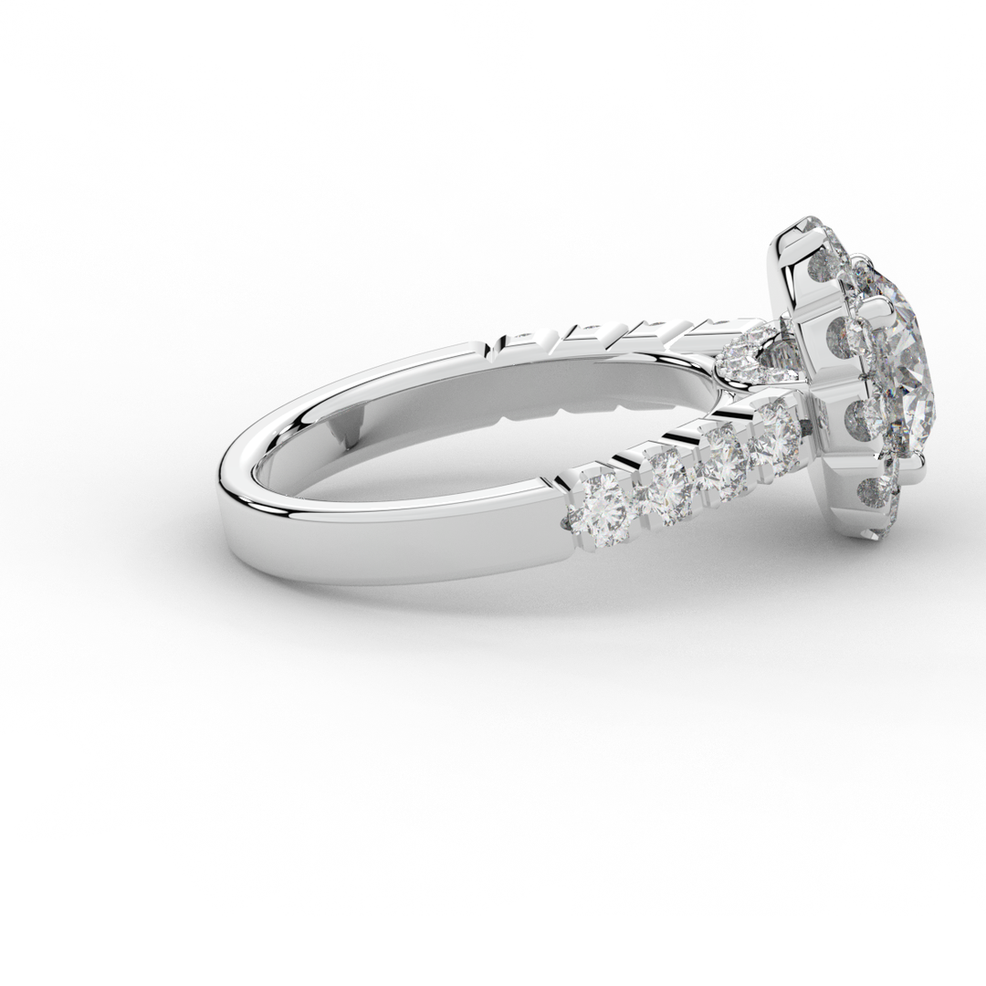 3.50CT.TW ROUND LAB DIAMOND HALO ENGAGEMENT RING - Nazarelle