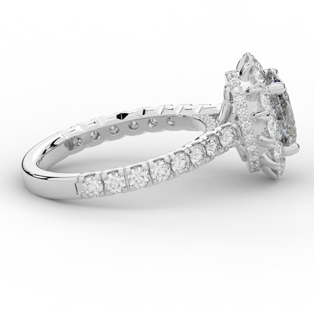 3.40CT.TW OVAL LAB DIAMOND HALO ENGAGEMENT RING - Nazarelle