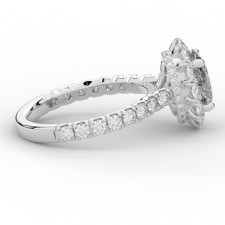 3.40CT.TW OVAL LAB DIAMOND HALO ENGAGEMENT RING - Nazarelle