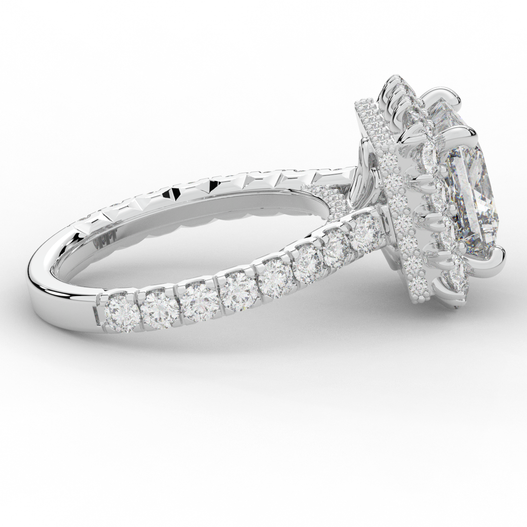 4.50CT.TW PRINCESS LAB DIAMOND HALO ENGAGEMENT RING - Nazarelle