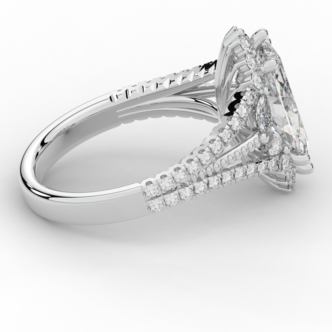 2.70CT.TW MARQUISE LAB DIAMOND HALO ENGAGEMENT RING - Nazarelle