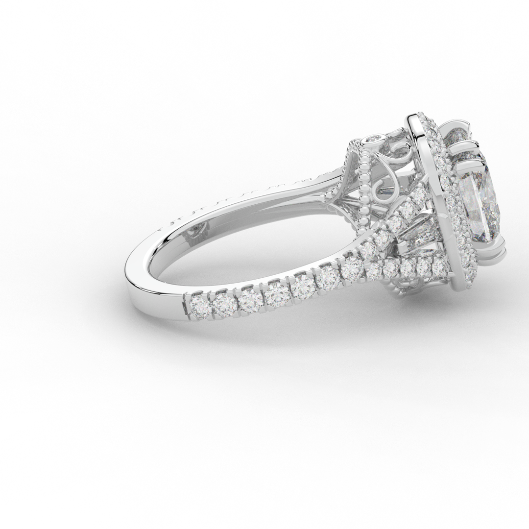 2.50CT.TW CUSHION LAB DIAMOND HALO ENGAGEMENT RING - Nazarelle