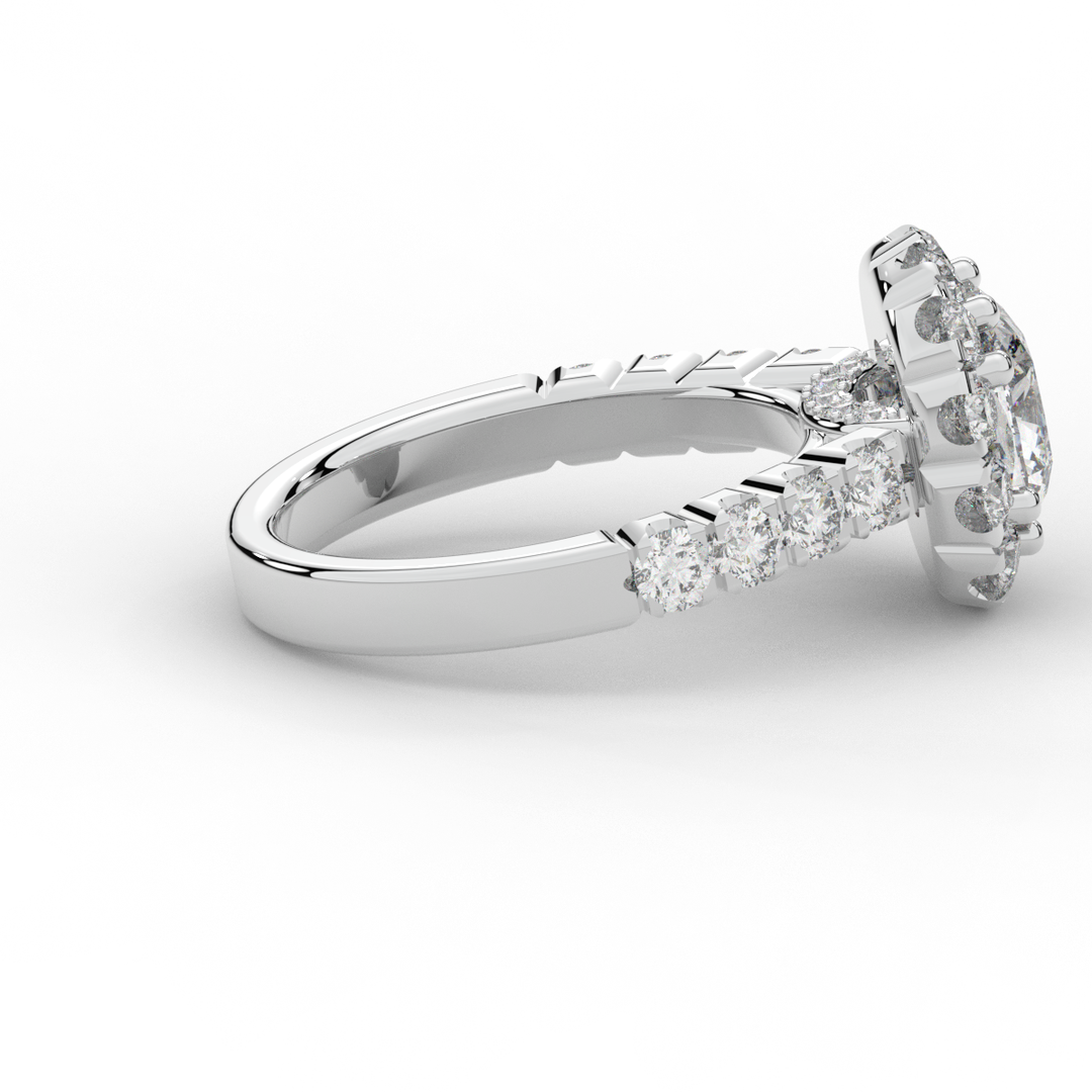 3.45CT.TW CUSHION LAB DIAMOND HALO ENGAGEMENT RING - Nazarelle