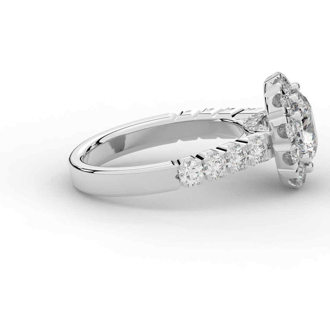 3.45CT.TW CUSHION LAB DIAMOND HALO ENGAGEMENT RING - Nazarelle