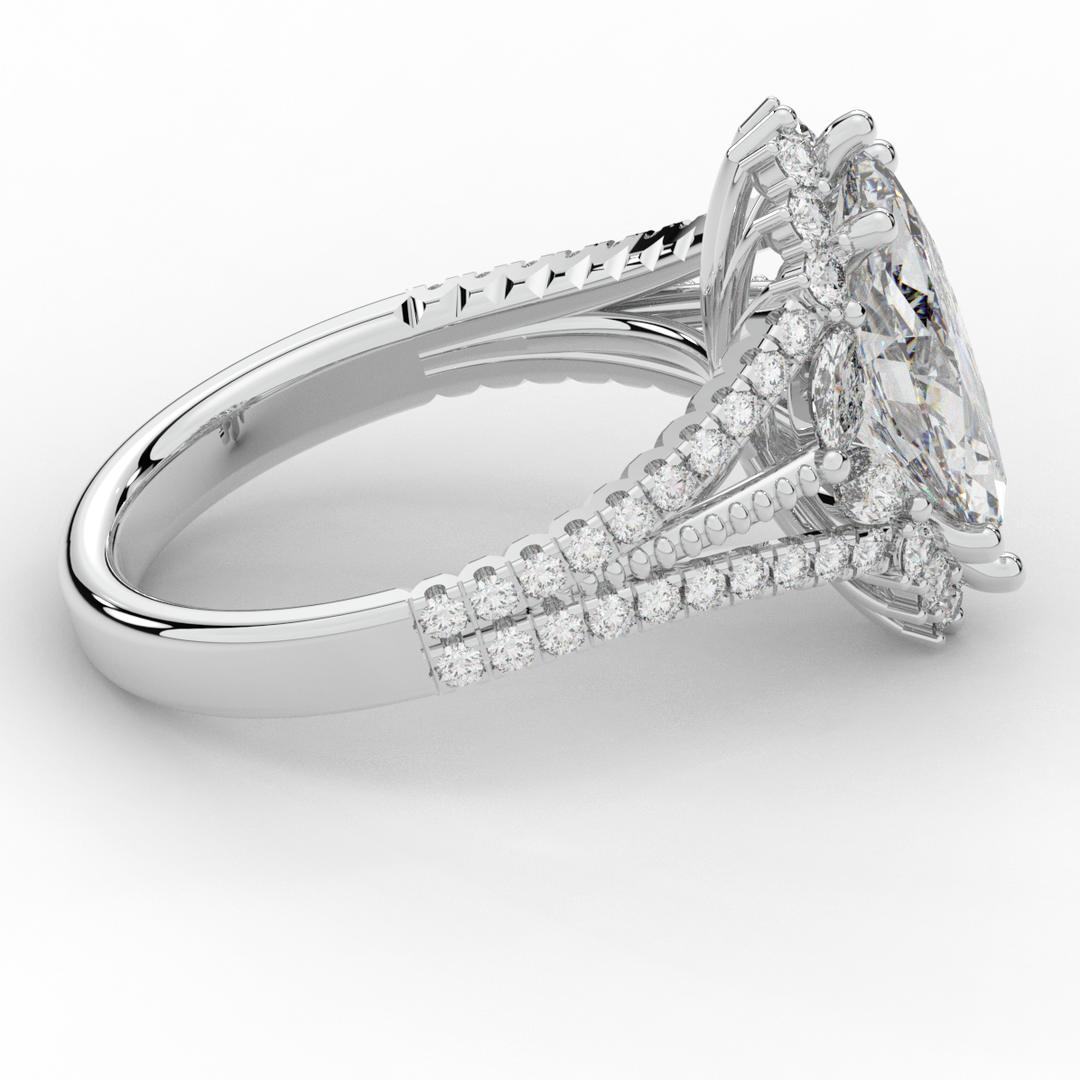 2.70CT.TW MARQUISE LAB DIAMOND HALO ENGAGEMENT RING - Nazarelle