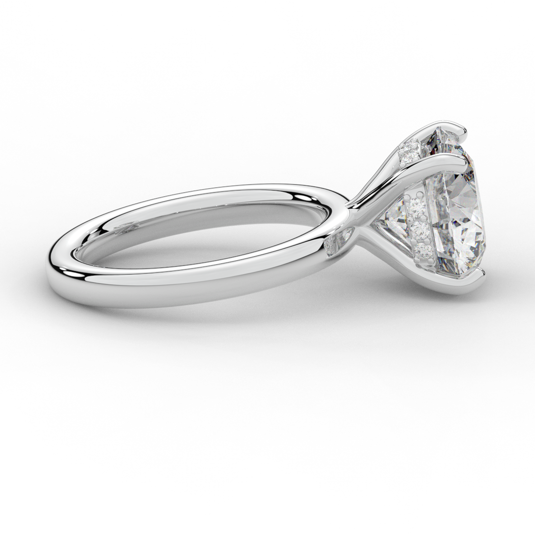 3.05CT.TW ROUND LAB DIAMOND UNDERHALO ENGAGEMENT RING - Nazarelle