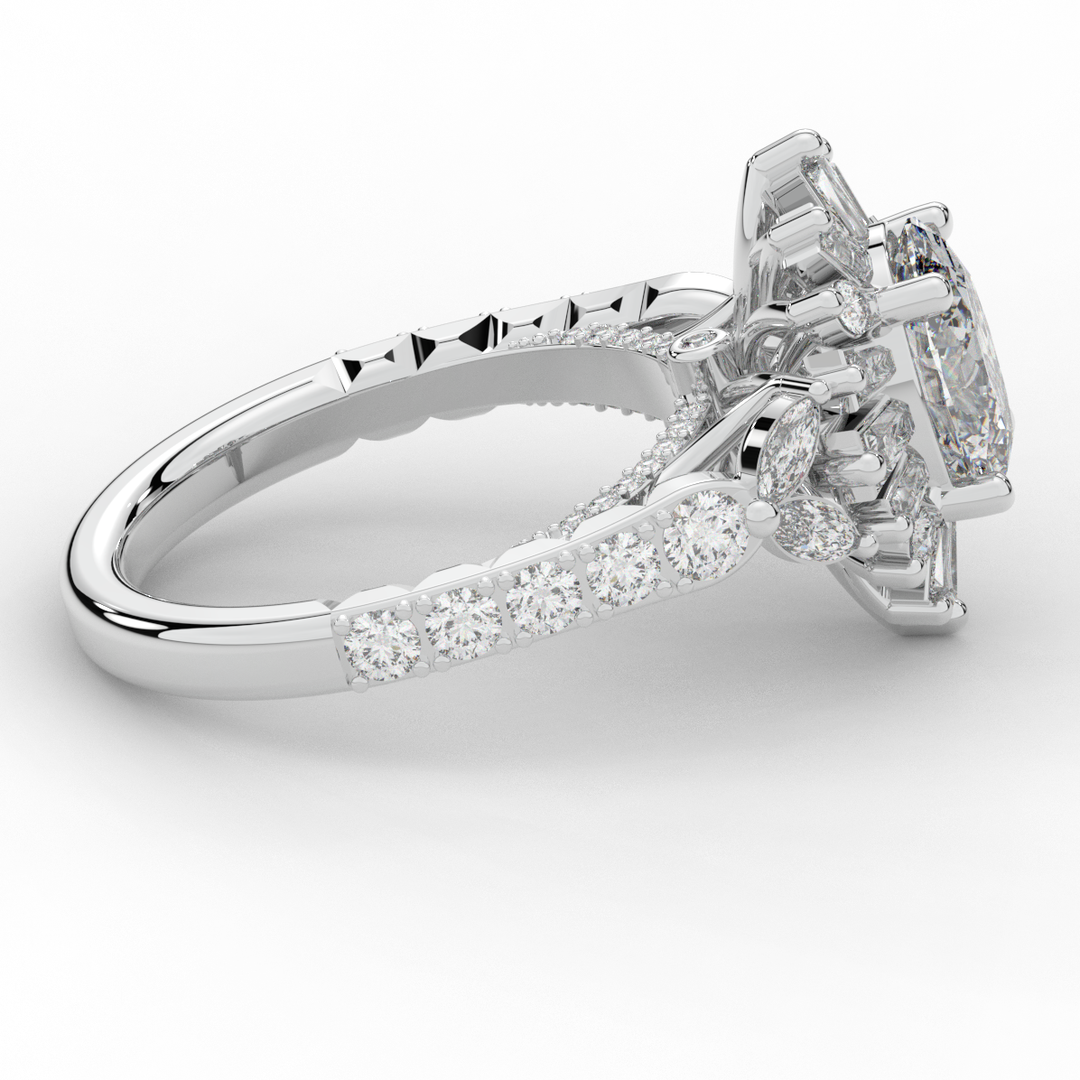 3.10CT.TW OVAL LAB DIAMOND HALO ENGAGEMENT RING - Nazarelle