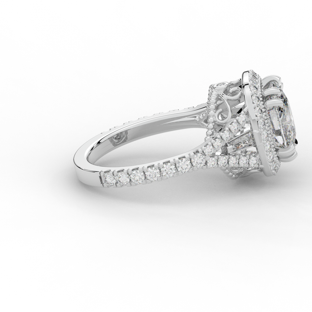 2.50CT.TW CUSHION LAB DIAMOND HALO ENGAGEMENT RING - Nazarelle