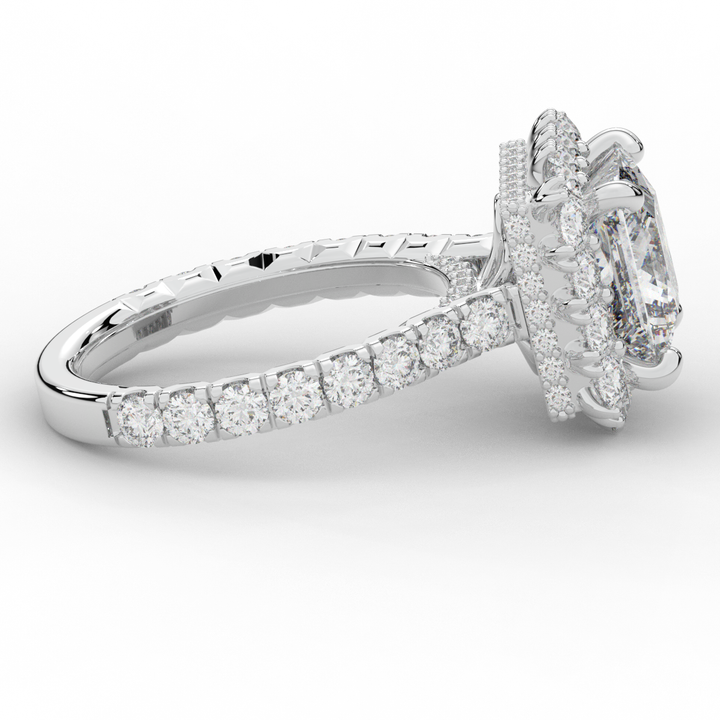 4.50CT.TW PRINCESS LAB DIAMOND HALO ENGAGEMENT RING - Nazarelle