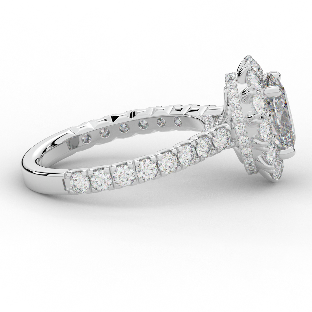 3.40CT.TW OVAL LAB DIAMOND HALO ENGAGEMENT RING - Nazarelle