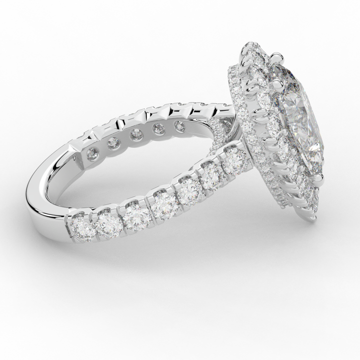 4.90CT.TW PEAR LAB DIAMOND HALO ENGAGEMENT RING - Nazarelle