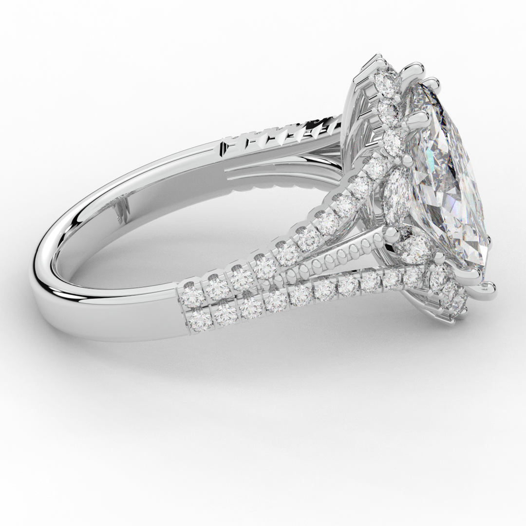 2.70CT.TW MARQUISE LAB DIAMOND HALO ENGAGEMENT RING - Nazarelle