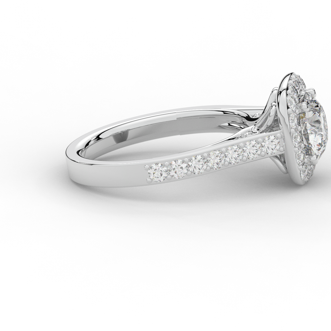 2.25CT.TW ROUND LAB DIAMOND HALO ENGAGEMENT RING - Nazarelle