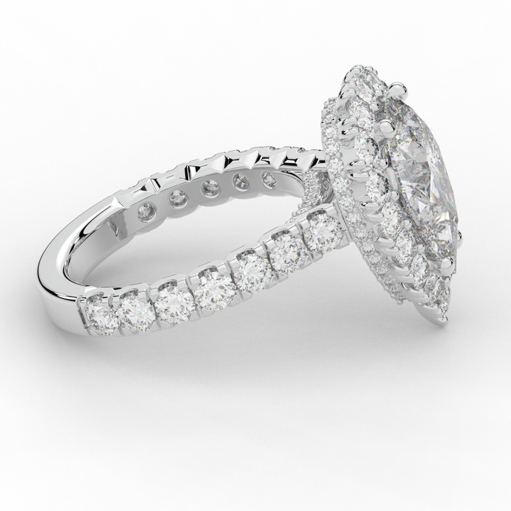 4.90CT.TW PEAR LAB DIAMOND HALO ENGAGEMENT RING - Nazarelle