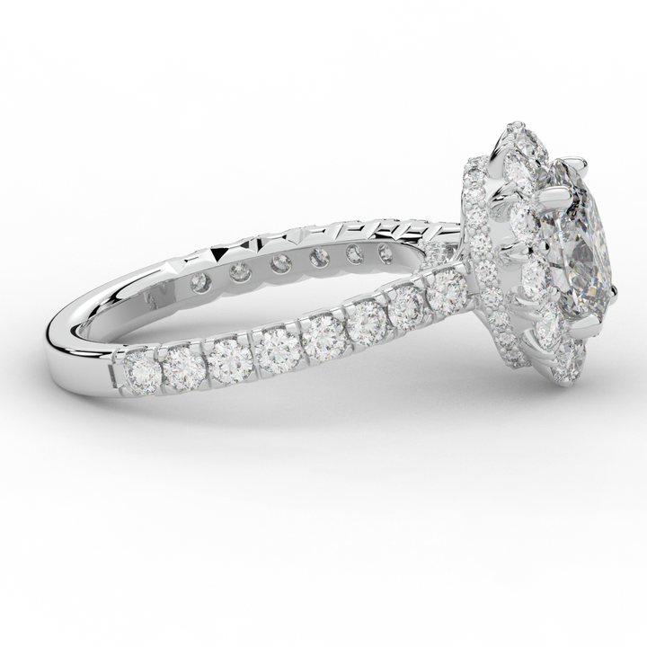 3.40CT.TW OVAL LAB DIAMOND HALO ENGAGEMENT RING - Nazarelle