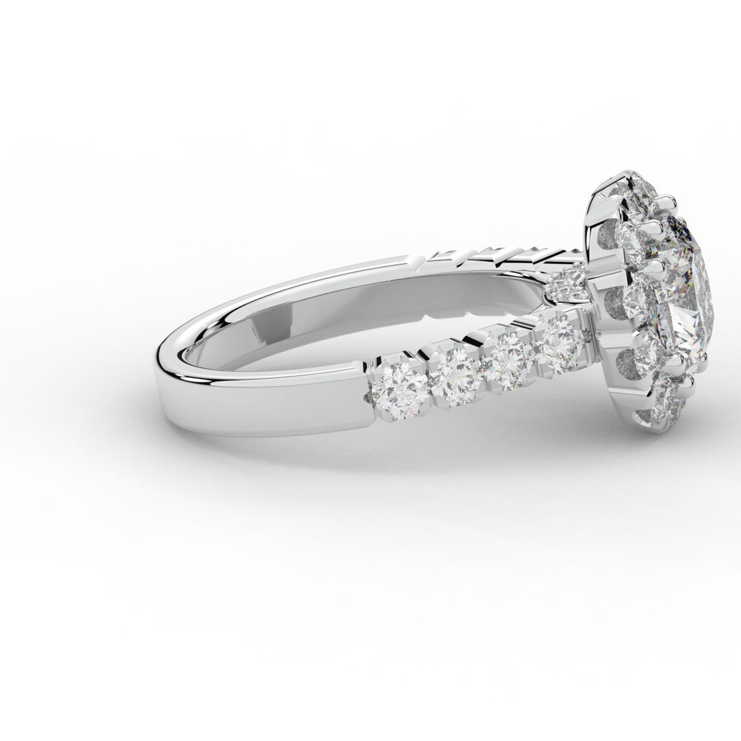 3.45CT.TW CUSHION LAB DIAMOND HALO ENGAGEMENT RING - Nazarelle