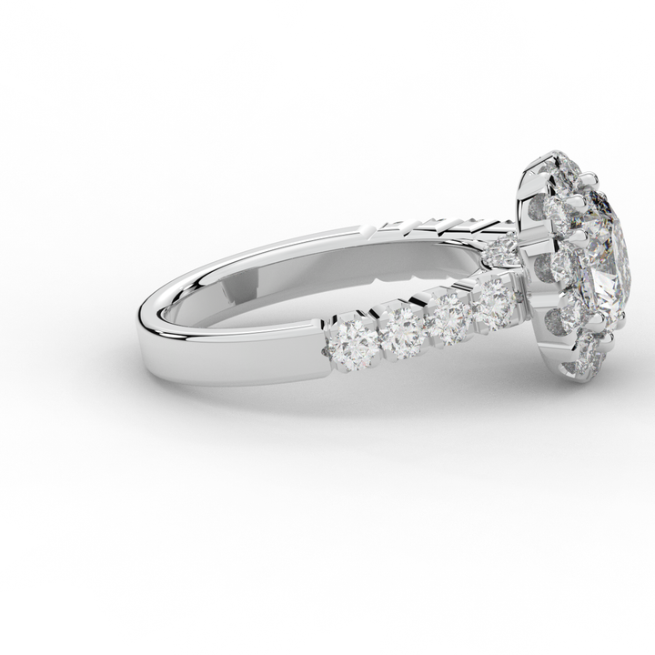 3.45CT.TW CUSHION LAB DIAMOND HALO ENGAGEMENT RING - Nazarelle