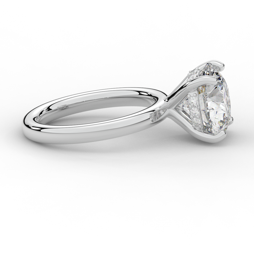 3.05CT.TW ROUND LAB DIAMOND UNDERHALO ENGAGEMENT RING - Nazarelle