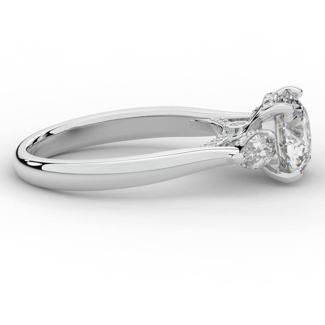 2.40CT.TW ROUND LAB DIAMOND 3 STONE ENGAGEMENT RING - Nazarelle