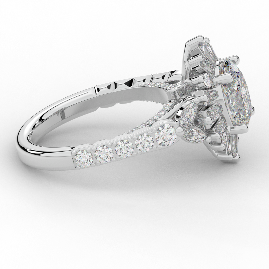 3.10CT.TW OVAL LAB DIAMOND HALO ENGAGEMENT RING - Nazarelle