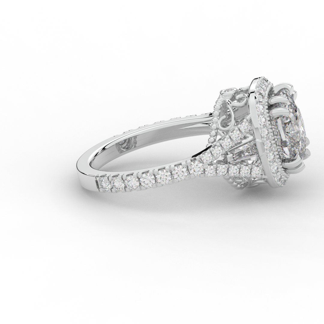 2.50CT.TW CUSHION LAB DIAMOND HALO ENGAGEMENT RING - Nazarelle