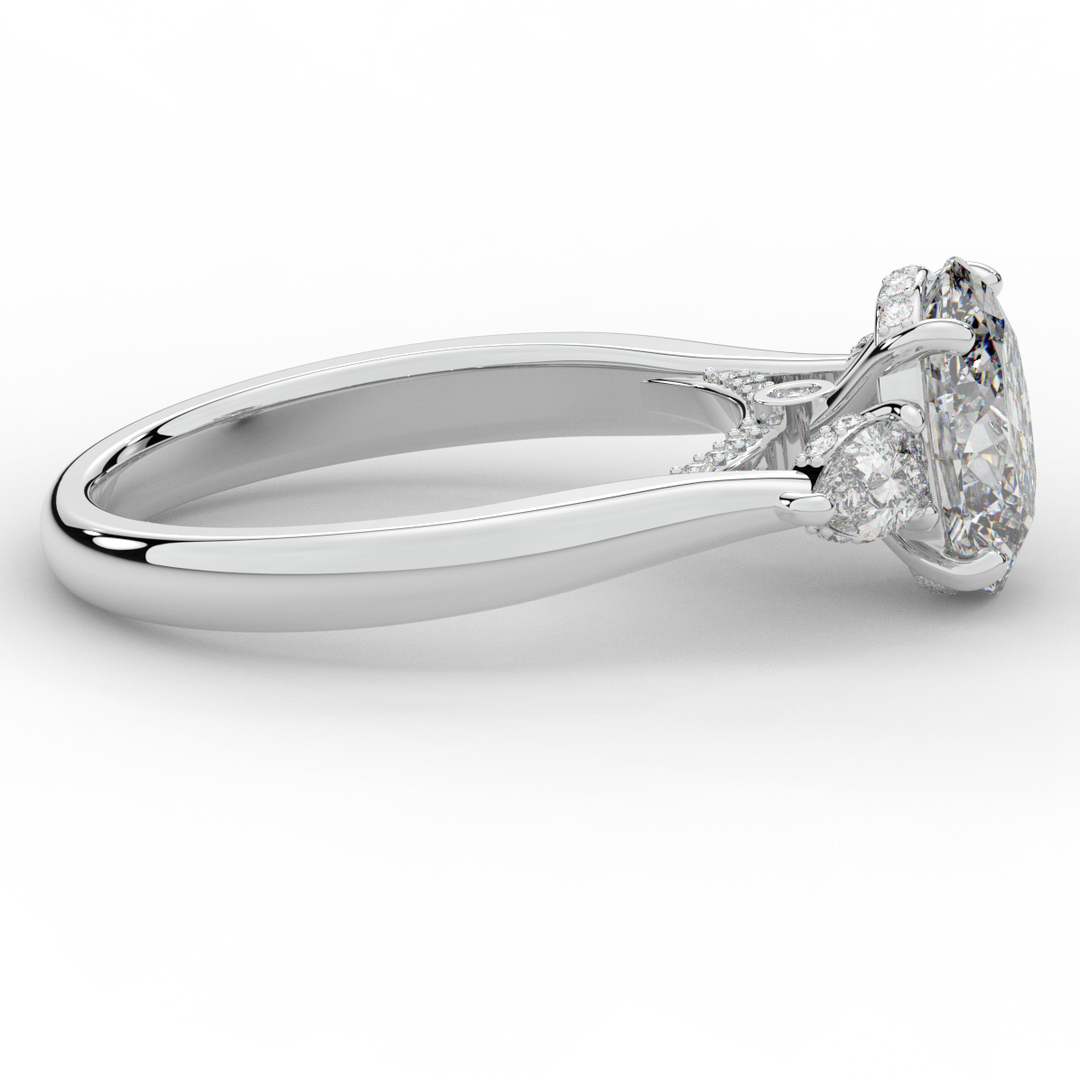 2.40CT.TW OVAL LAB DIAMOND 3 STONE ENGAGEMENT RING - Nazarelle