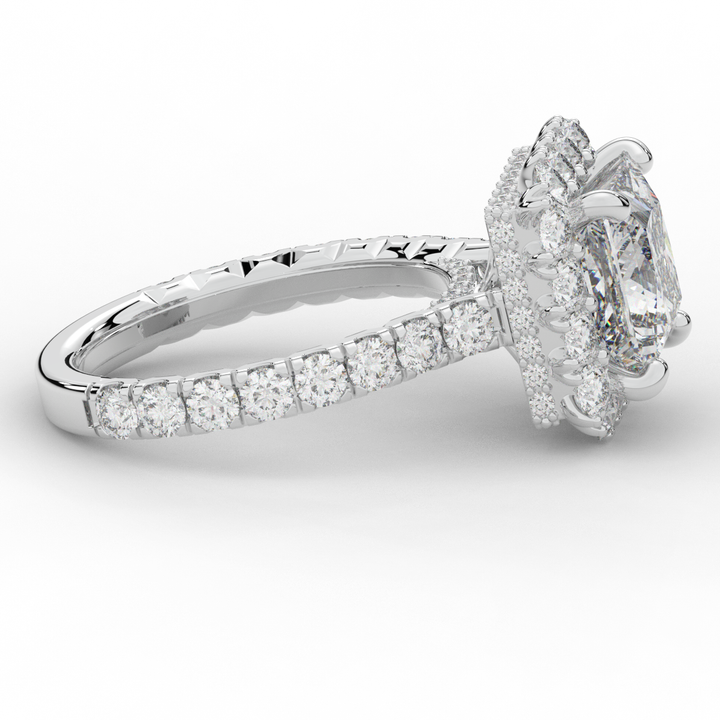 4.50CT.TW PRINCESS LAB DIAMOND HALO ENGAGEMENT RING - Nazarelle