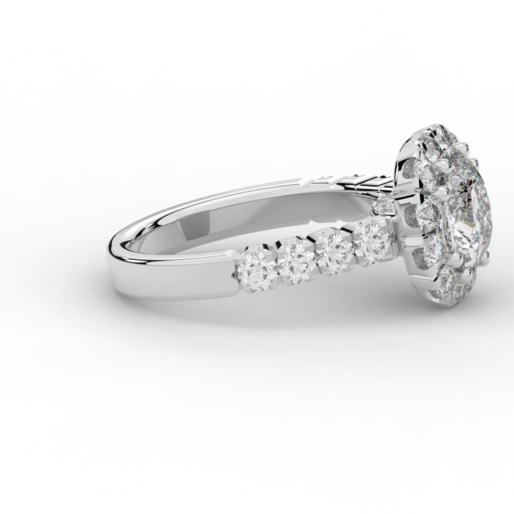 3.45CT.TW CUSHION LAB DIAMOND HALO ENGAGEMENT RING - Nazarelle