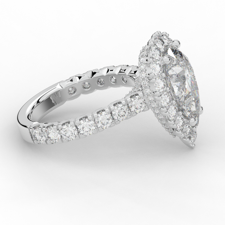 4.90CT.TW PEAR LAB DIAMOND HALO ENGAGEMENT RING - Nazarelle