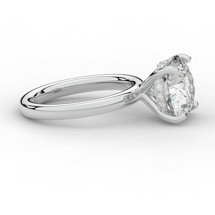 3.05CT.TW ROUND LAB DIAMOND UNDERHALO ENGAGEMENT RING - Nazarelle