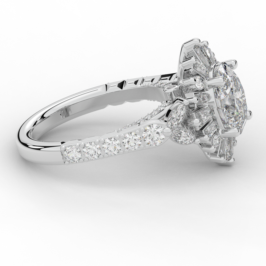 3.10CT.TW OVAL LAB DIAMOND HALO ENGAGEMENT RING - Nazarelle