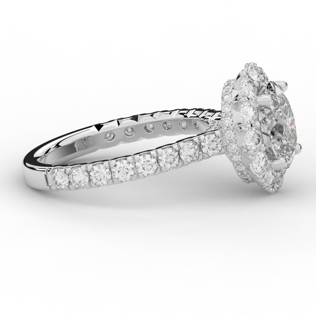 3.40CT.TW OVAL LAB DIAMOND HALO ENGAGEMENT RING - Nazarelle