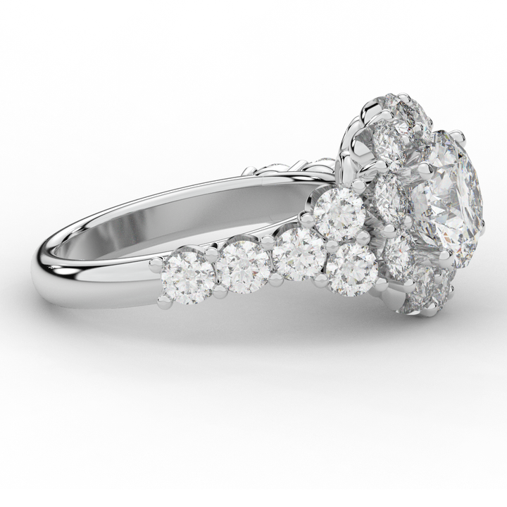 4.75CT.TW ROUND LAB DIAMOND HALO ENGAGEMENT RING - Nazarelle