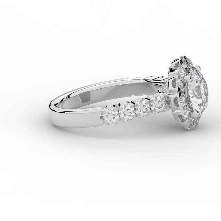 3.50CT.TW ROUND LAB DIAMOND HALO ENGAGEMENT RING - Nazarelle